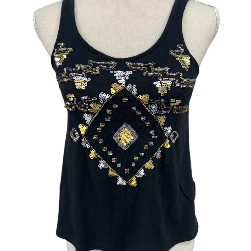 "Express" Y2K? Tank Top, Aztec,Sequins,Cotton,Cowgirl,Sexy Rodeo,Farmgirl,Desert